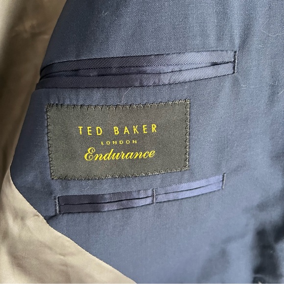Men’s Two Button Suit Jacket Top Stitched Lapels Ted Baker London Blue Size 42L - Picture 8 of 10